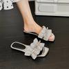 Designer Women Flat Slippers Crystal Butterfly Knot Comfortable Flats Woman Summer Shoes Luxury Casual Large-sized Sandals