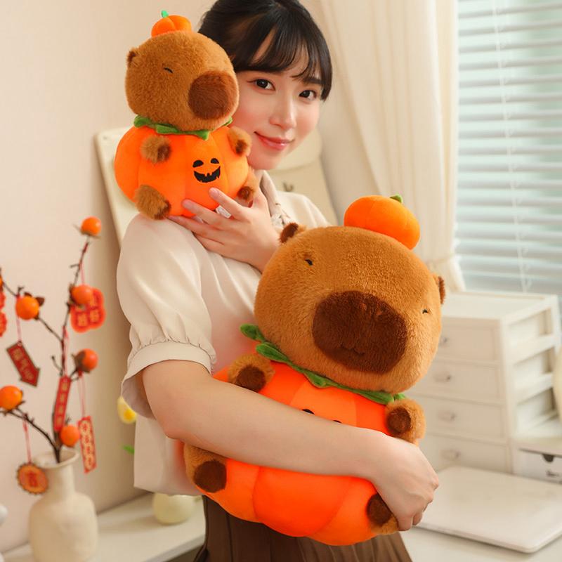 Plush Capybara Pumpkin Toy Cartoon Halloween Funny Pillow Decoration Supplies