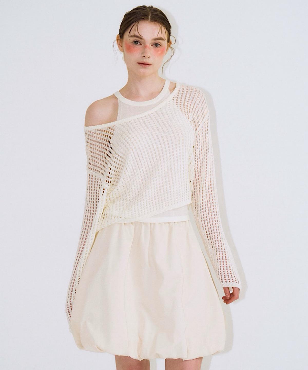 Apoem Net Layered Top - 3Colors Ivory/Free