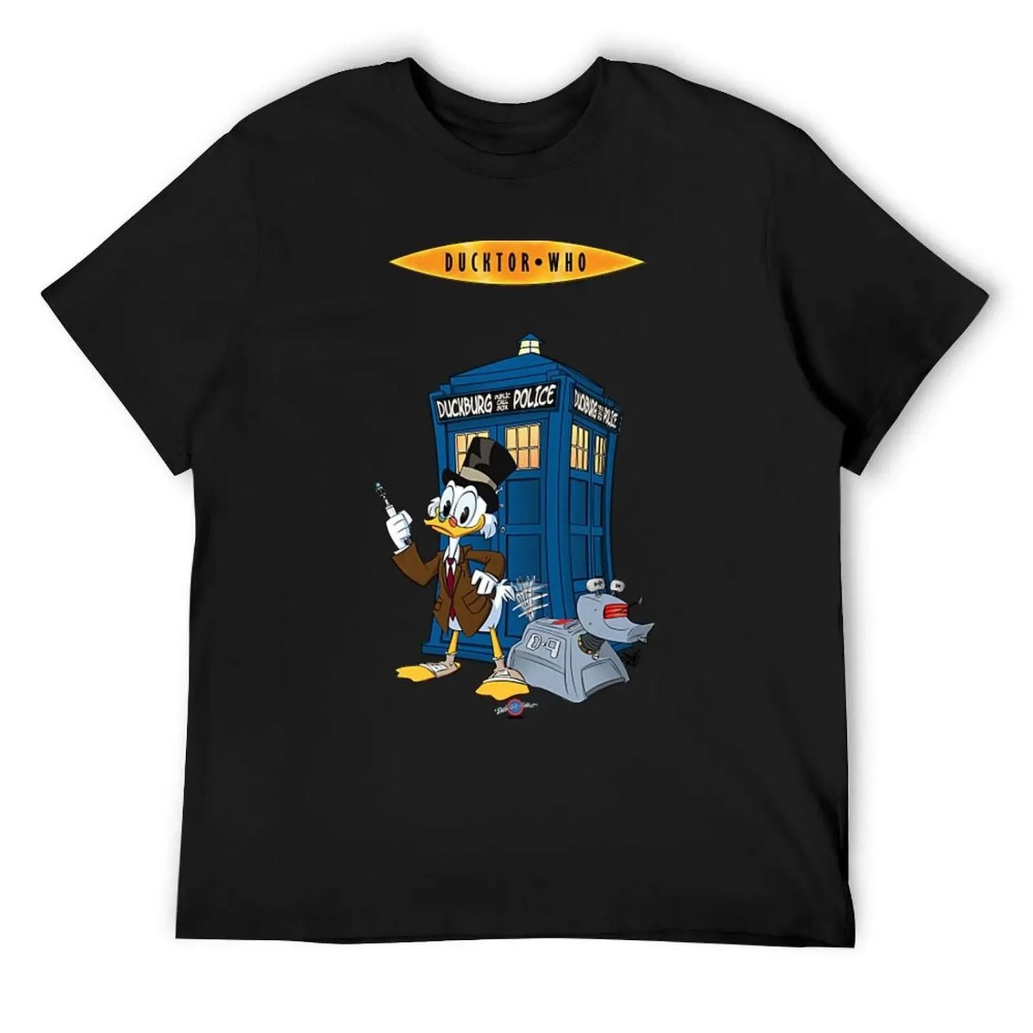 

Ducktor Who T-Shirt anime t shirts designer shirts vintage clothes plus size clothes mens clothes S чёрный