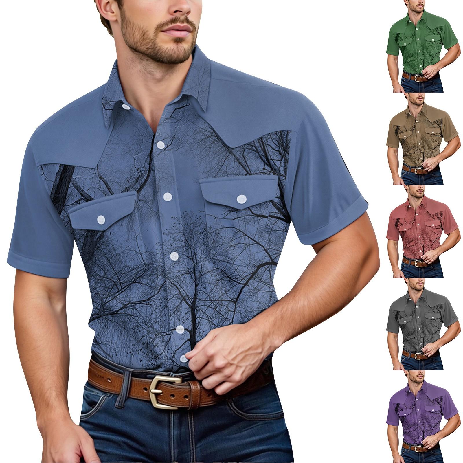 

Men S Fashionable Lapel And Shoulder Length Short Sleeved Casual Top XXL синій