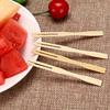 100Pcs/Set Bamboo Cocktail Forks Bbq Fruit Pick Beige 9Cm Stick Skewers