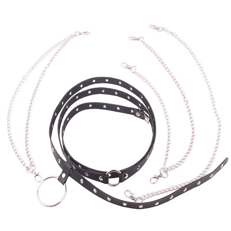 Punk Style Multi-circle Non-punching Belt, Belt, Women's Large Ring Tassel Multi-layer Metal Chain, Waist Chain