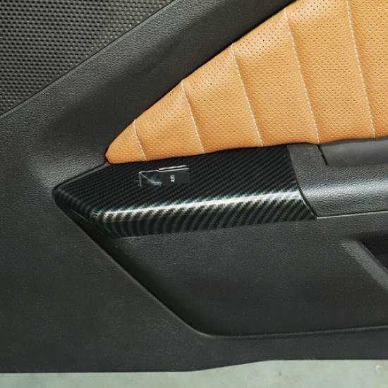Window Lift Switch Button Trim Cover Decor Panel Carbon For Ford Mustang 2010-14