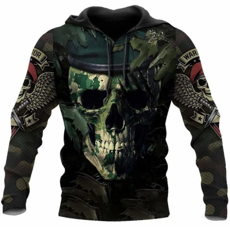 Mans Skull Printing Hettegensere Høstmote Ny Retro Hip Hop-stil Hettegensere Street Trend Fritid Komfortabel genser