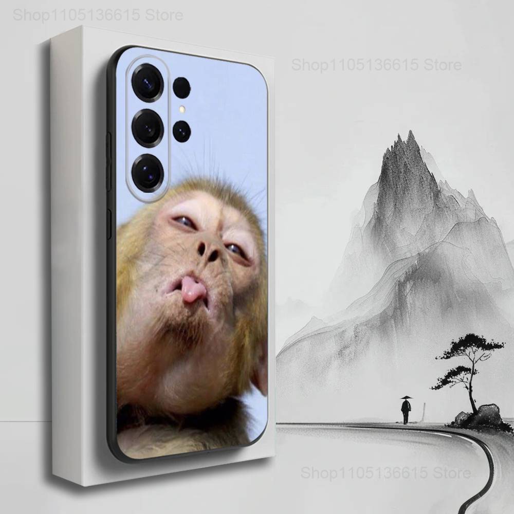 Funny Expressions Monkey Case For Samsung S23,S25,S20,S10,S9,S21,S24,S22,Ultra,FE,Plus,Lite,Soft Silicone Black