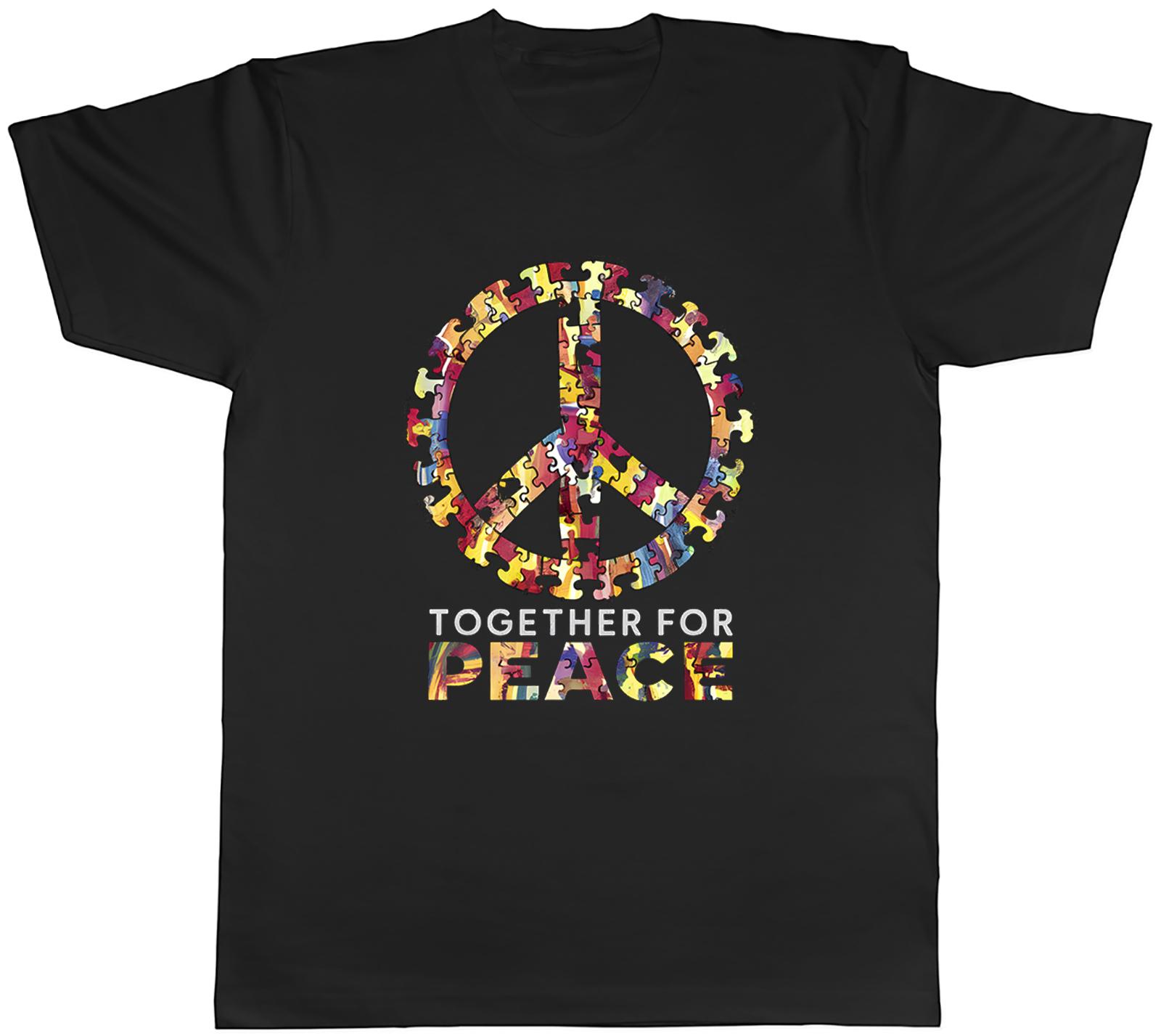 Together for Peace Unisexs TShirt Jigsaw Pieces Peace Symbol Tee Gift S