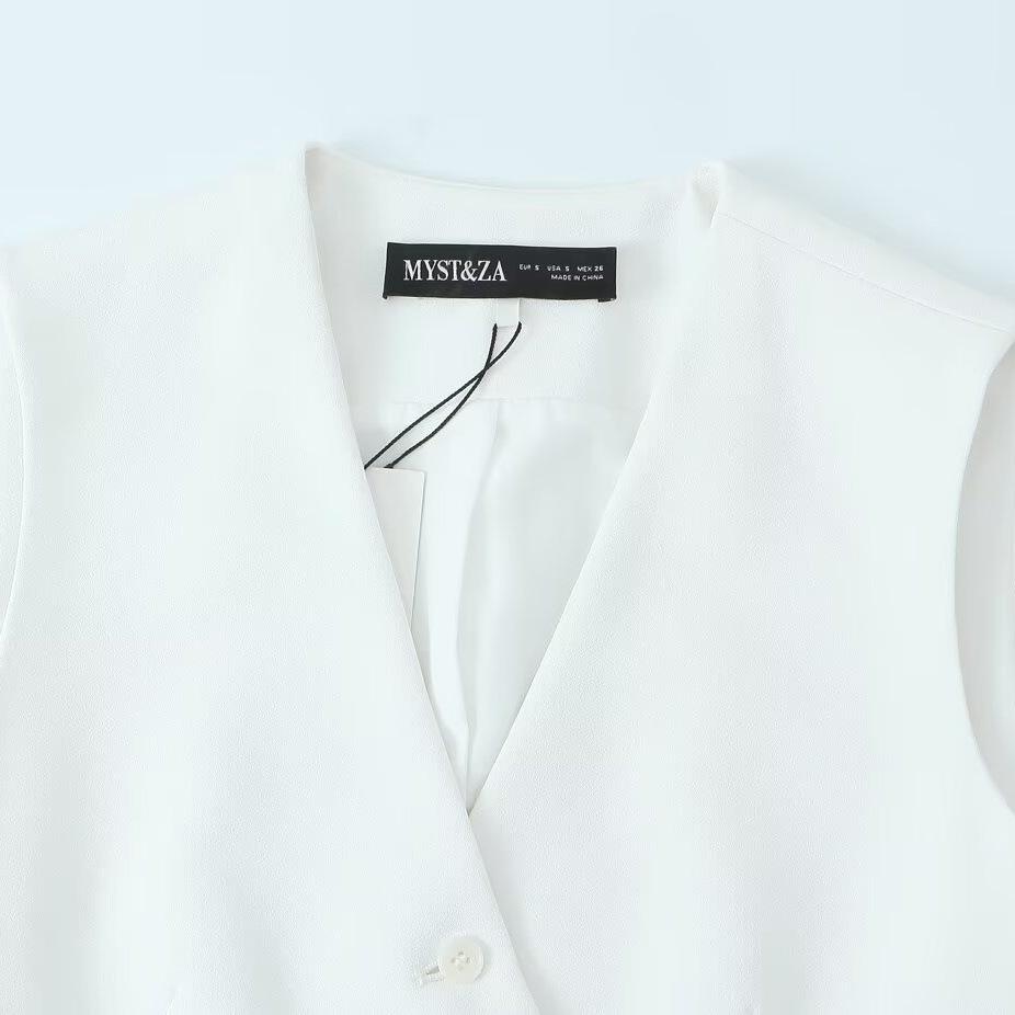 TAOP&ZA Women's Spring/Summer V-Neck Asymmetric Sleeveless Casual Vest