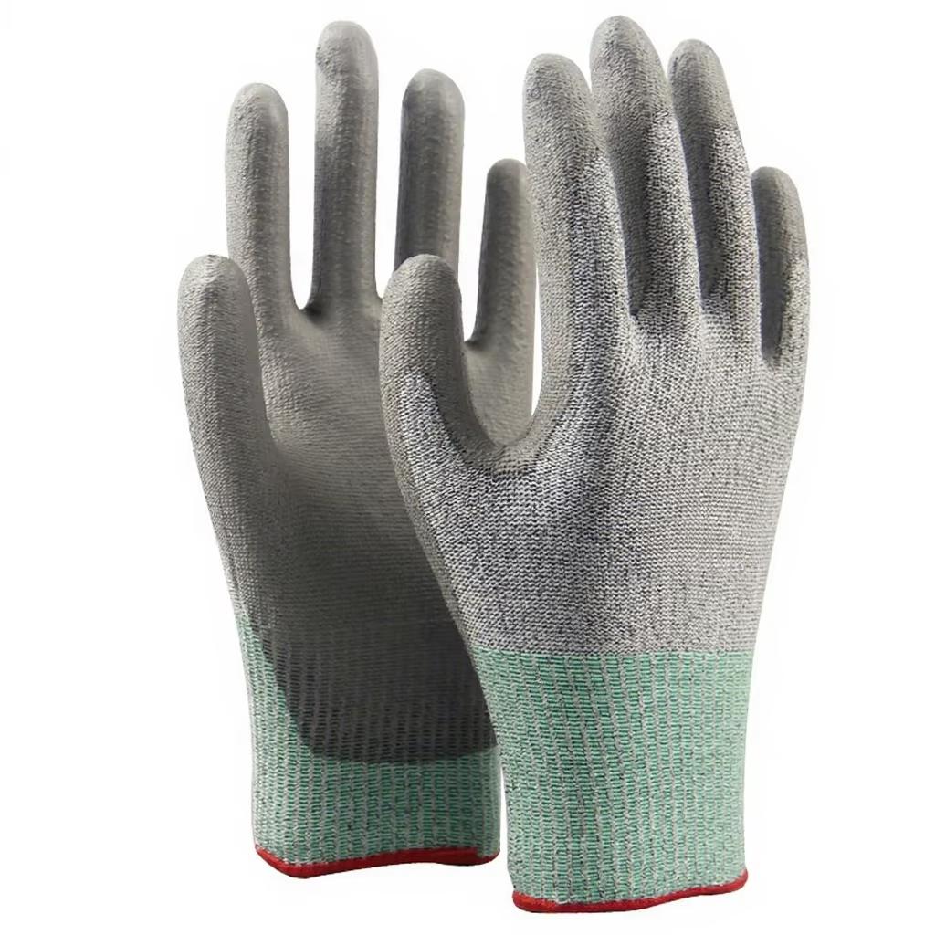 HPPE Material Grade 5 Anti Cutting PU Coated Palm Anti Slip Thick and Durable Hand Protective Work Gloves (Multicolor,S) разноцветный