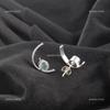 Round Sky Blue Topaz Stone Sterling Silver Ethnic Stud Post Butterfly Earrings EE-145-1