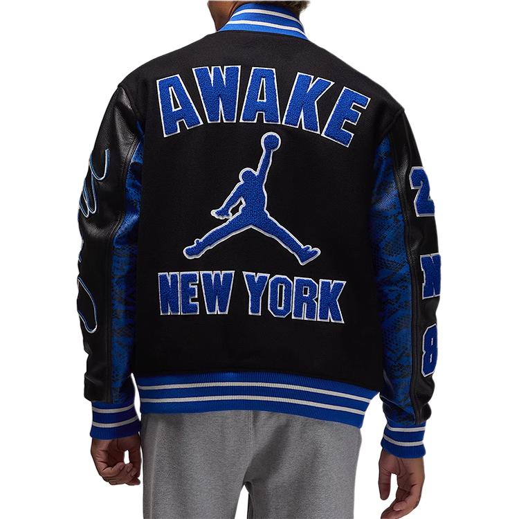 Jordan Striped Single-Breasted Baseball Collar Long Sleeve Jacket Men jackets Black FQ5440-010