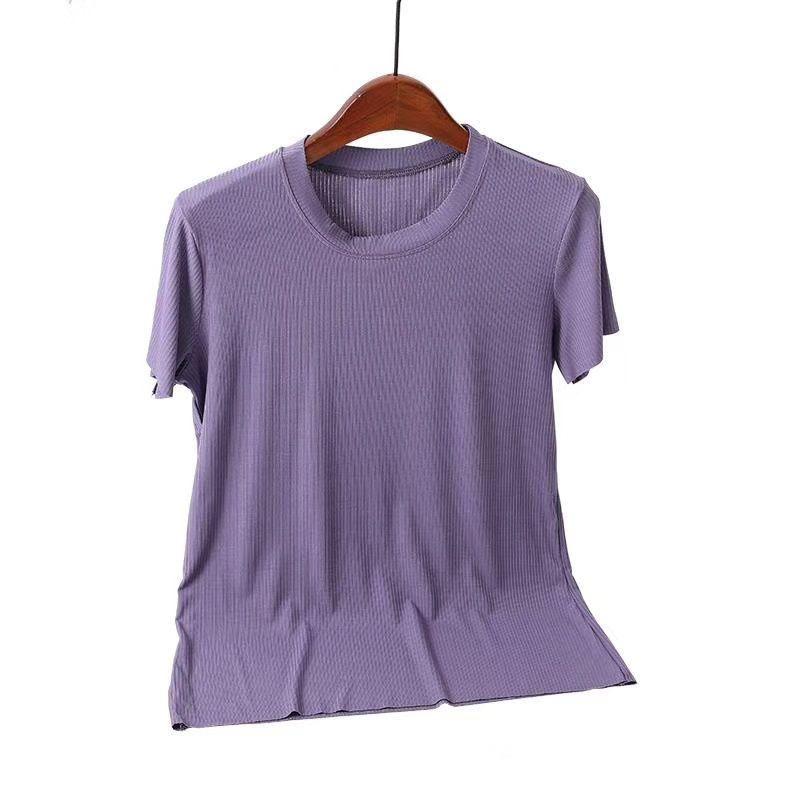 

Женские летние тонкие топы, однотонный универсальный вязаный свитер, женский повседневный свободный дышащий низ, рубашка, топы One Size фиолетовый