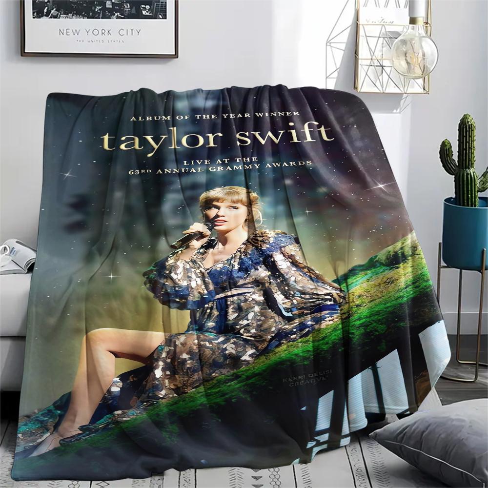 1Pc Swift Singer Print Flannel Blanket, High quality Comfortable for All Seasons, Home Decor, Warmth and Comfort, Perfect for Gifts