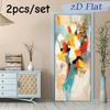 2pcs Modern Abstract Art Geometric Color Block Character Decoration Wall Stickers Living Room Entrance Corridor Creative Wall St