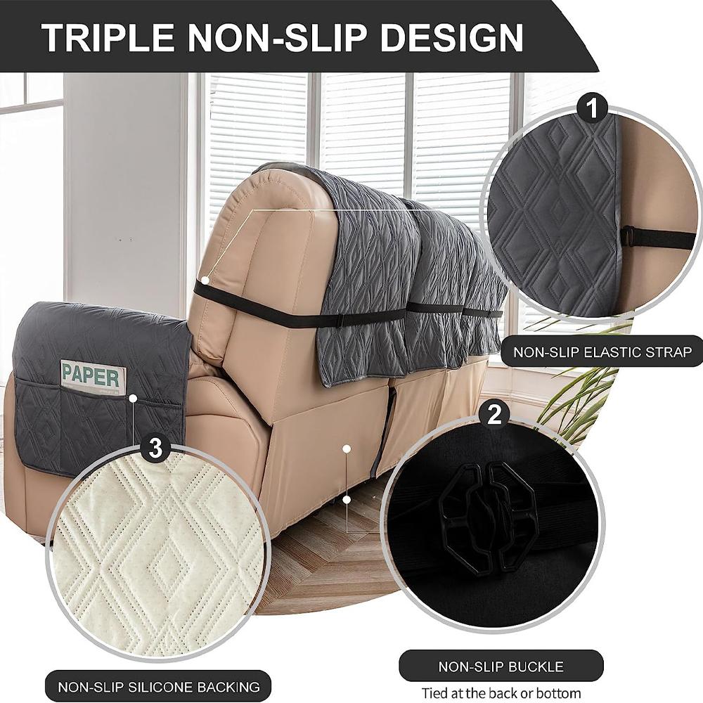 Waterproof Recliner Slipcover Non Slip Covers For Reclining Loveseat With Elastic Straps Washable Recliner Chair Cover