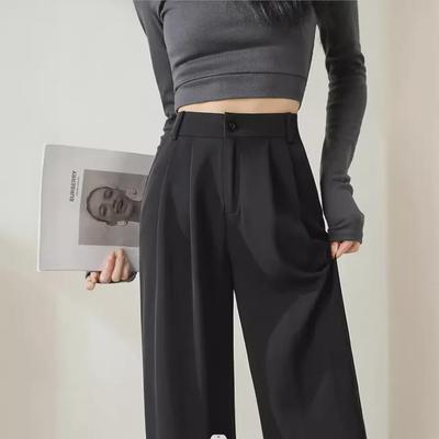 Pantaloni de vară largi, negri, largi, marimi mari, pentru femei în formă de pară