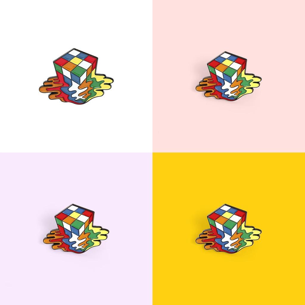 Creative Fashionable Cartoon Cube Brooches Vibrant Colorful Pins For Individual Style