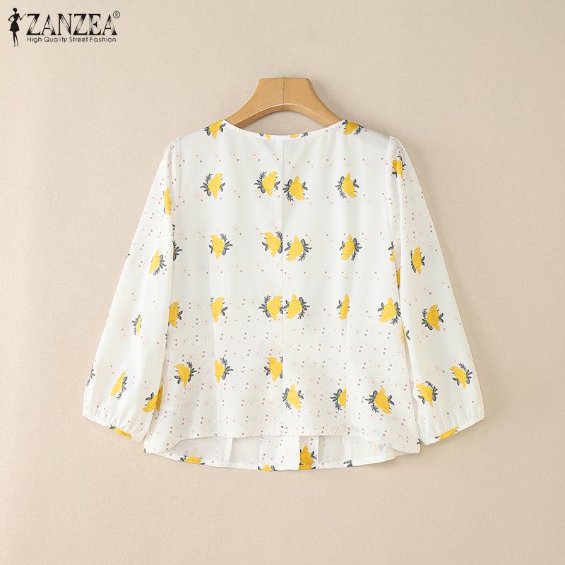ZANZEA Women Casual Floral Print Summer V-Neck 3/4 Sleeve Blouse