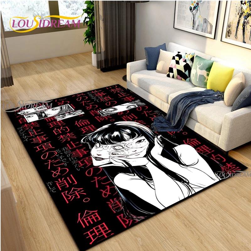Junji Ito Art Fear Carpet for Living Room Bedroom Table Decor Yoga Area Rug Kitchen Kid Un-slip Floor Mat Alfombra Birthday Gift