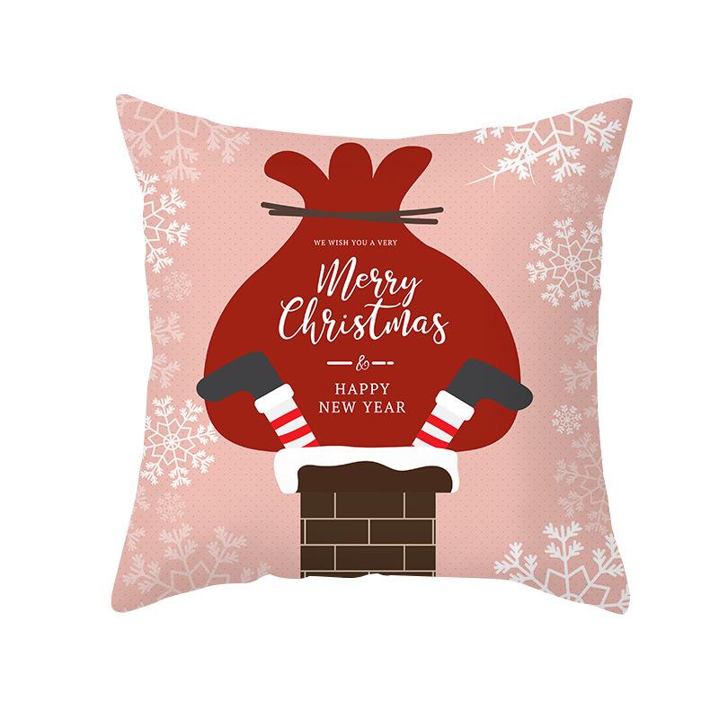 Christmas Pillow Case Wish Cartoon Print Peach Skin Christmas Pillow Home Sofa Cushion