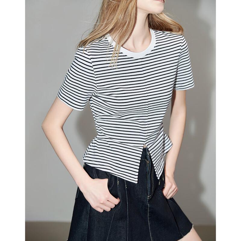 Demana Women s Striped Round Neck T-Shirt S