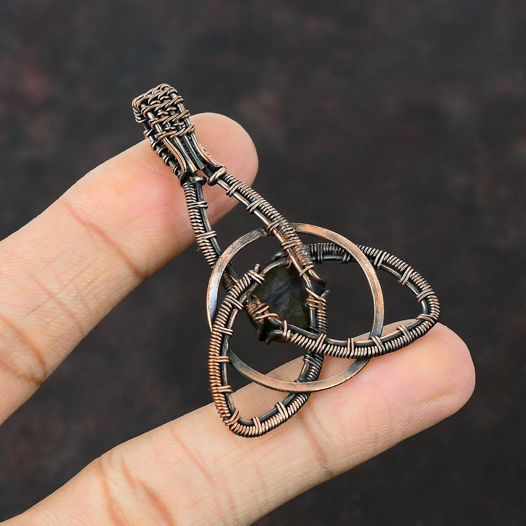 Labradorite Pendant Copper Wire Wrapped Pendant Handmade Original Gemstone Pendant Labradorite Copper Jewelry Unique Pendant Gift For Mother
