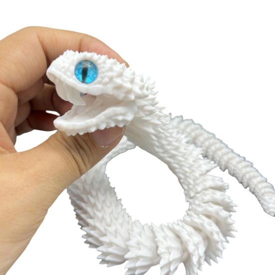 3D Printed Snake Articulated Toy, Flexible Jointed Serpent Figurine, Realistic Fidget Stress Reliever for Adults, Office Desk Decor Gift