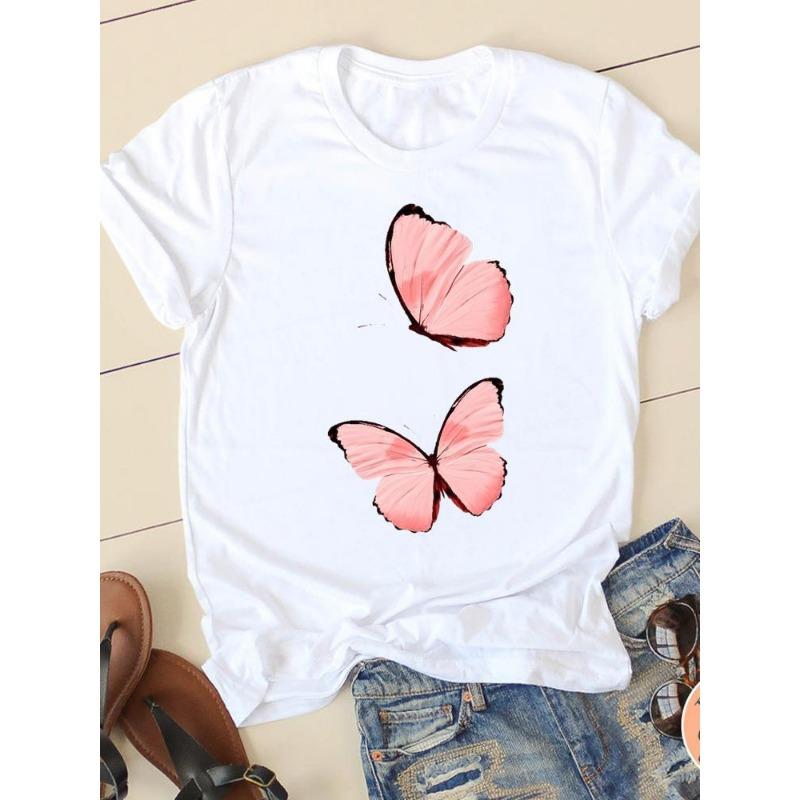Love Simple Printed European and American Clothing Shirt Short Sleeve T-shirt Tops Oversized T Shirt Women Clothes