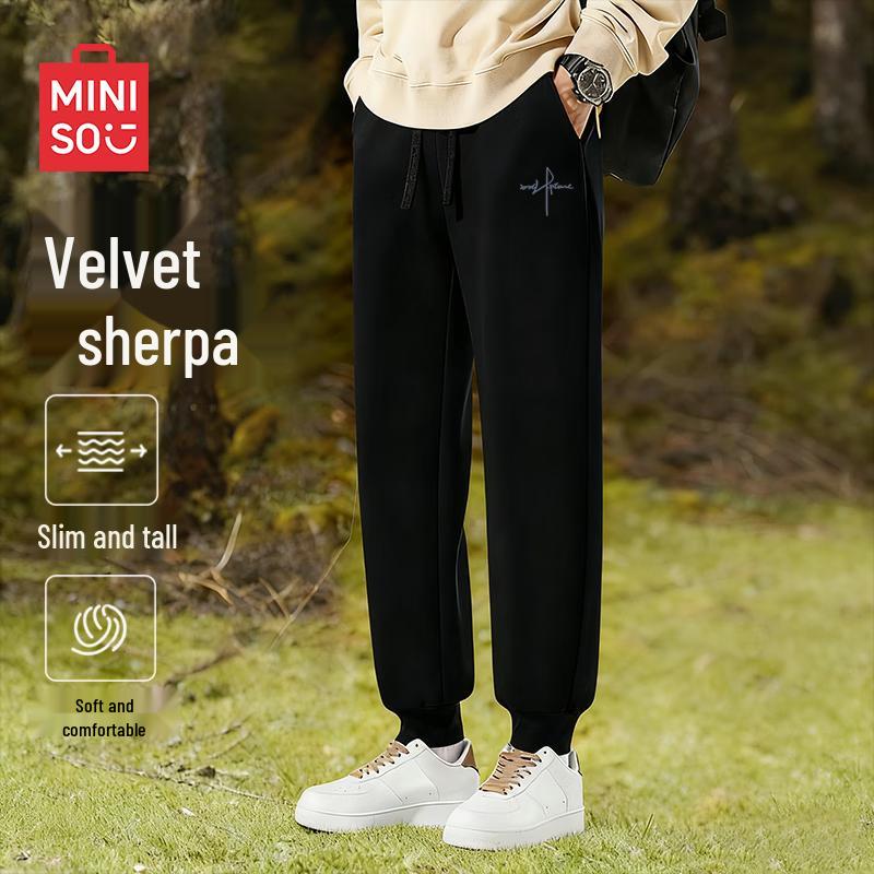 MINISO Men's American Casual Fleece Lined Heavyweight Jogger Pants
