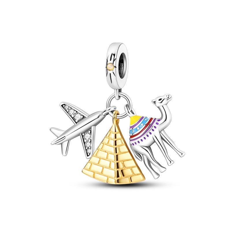 925 Silver Color Pharaoh Pyramid Spider Evil Eye Bastet Charms Beads Fit Diy 925 Original Bracelets Fine DIY Party Jewelry