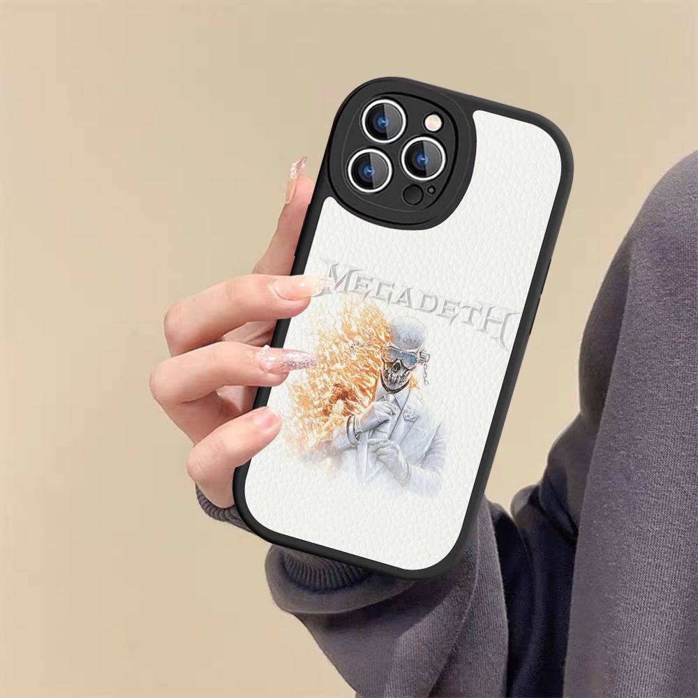 M-Megadeth Logo Phone Case For IPhone 16 15 14 13 12 11 Pro Max Plus Leather Shockproof Cover