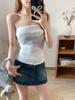 #Summer new letter hot diamond tube top slim and thin women's short, one-piece versatile top with chest pad