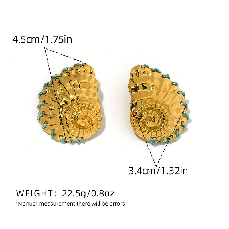 

Exquisite Large Shells Design Stainless Steel Earrings 18K Gold Plated Waterproof Quality Zircon For Vacation Seaside Etc