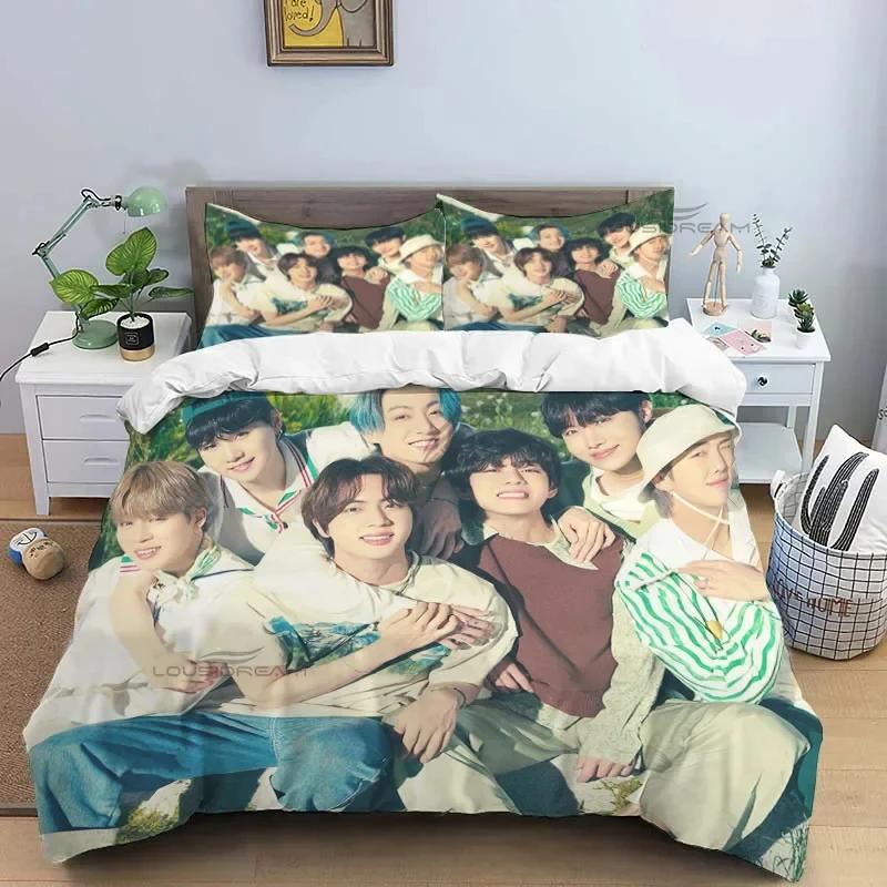 Korean Fashion Singer Group Kpop Jung Kook Suga Jimin Bedding Set,Duvet Cover Bed Set Quilt Cover Pillowcase,King Queen Size