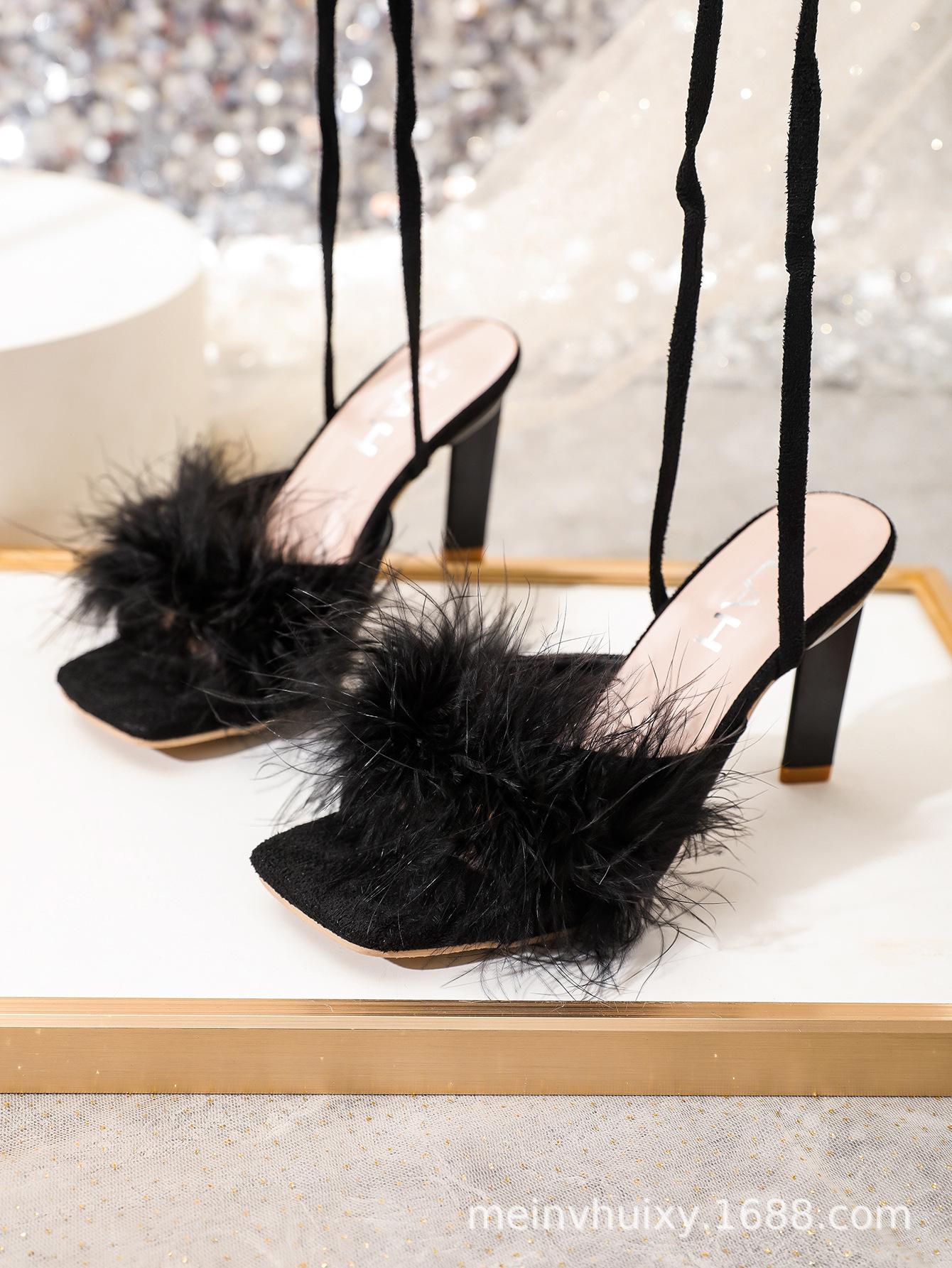 

Мао Мао босоножки на высоком каблуке сандалии большого размера женские шпильки с перекрестными ремешками женская обувь 35 чёрный