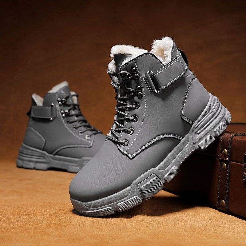 Cotton Boots Men's New Winter Velvet Thickened Warm Snow Boots Korean Version Trendy Retro British Casual Martin Boots