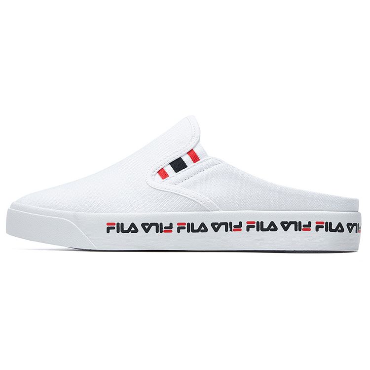 FILA Slip-On Mule Round Toe Low Top Canvas Shoes Women sneaker White F62W021301FWT