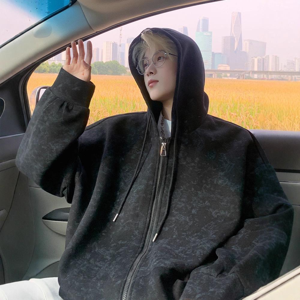 

Cardigan Sweater Men s Autumn and Winter Hoodie American Boys Hooded Casual Jacket M