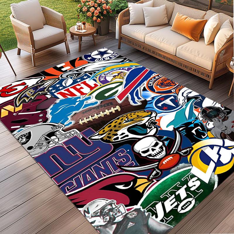 NFL Print Rug, Washable Floor Carpet, For Entryway Dorm Laundry Room Office Study, Home Decor Birthday Christmas Gift