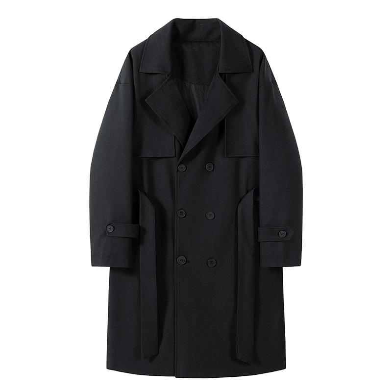 

Пальто средней и длинной длины, куртка выше колена, пальто средней и длинной длины, однотонное пальто высокого качества в британском стиле 2XL чёрный