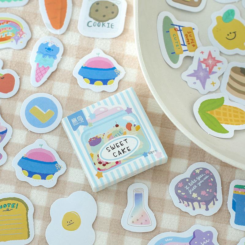 40 - Sheet Mini Carton - boxed Cute Cartoon Stickers, Colorful Graffiti - inspired Illustrations, Self - adhesive