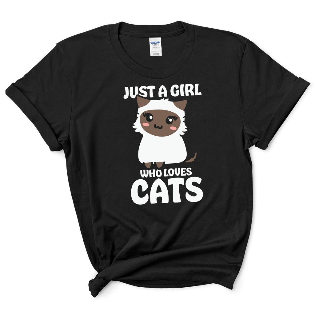 Just A Girl Who Loves Cats T Shirt | Cute Cat Shirt | Funny Cat Mom Gift | Christmas Cat Shirt | Gifts For Cat Lovers | Cat Parent Tshirt