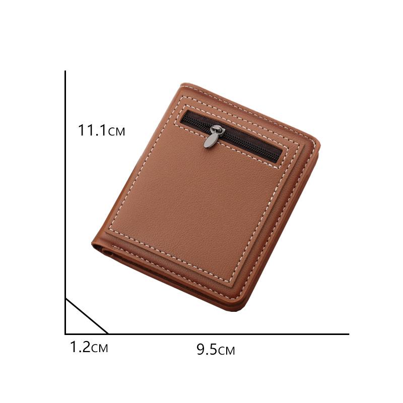 Men's Vertical Short Leather Wallet with Zipper – Niche Design, Holds Driver's License