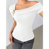 2025 Women's Elegant Simple Sloped Shoulder Top Women's T-Shirt