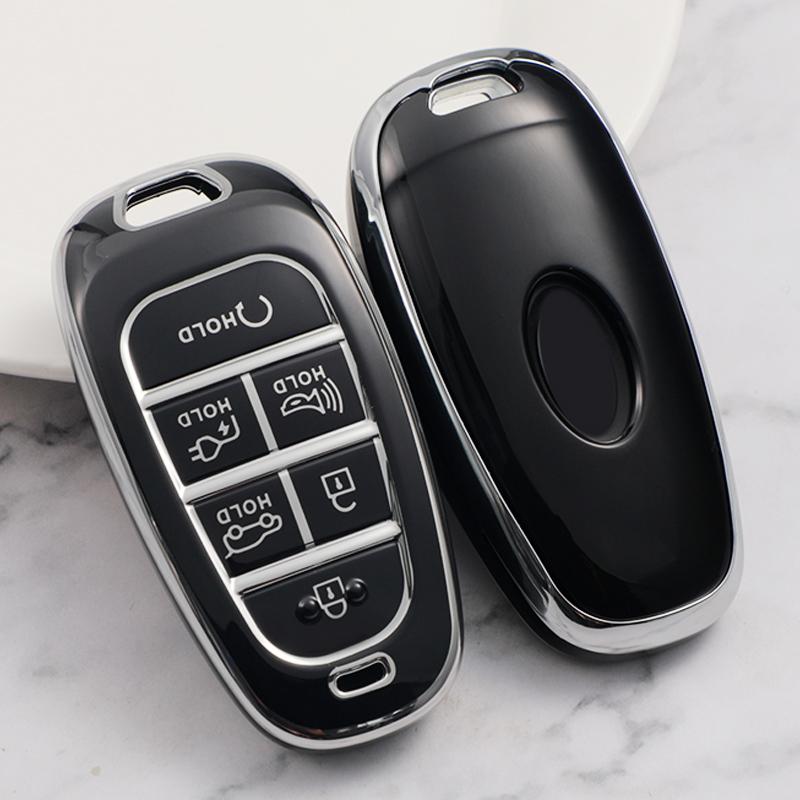 TPU 4 5 6 7 8 Buttons Car Key Case Cover For Hyundai Santa Fe Tucson 2022 NEXO NX4 Ioniq 5 Atos Prime Solaris 2021 Accessories