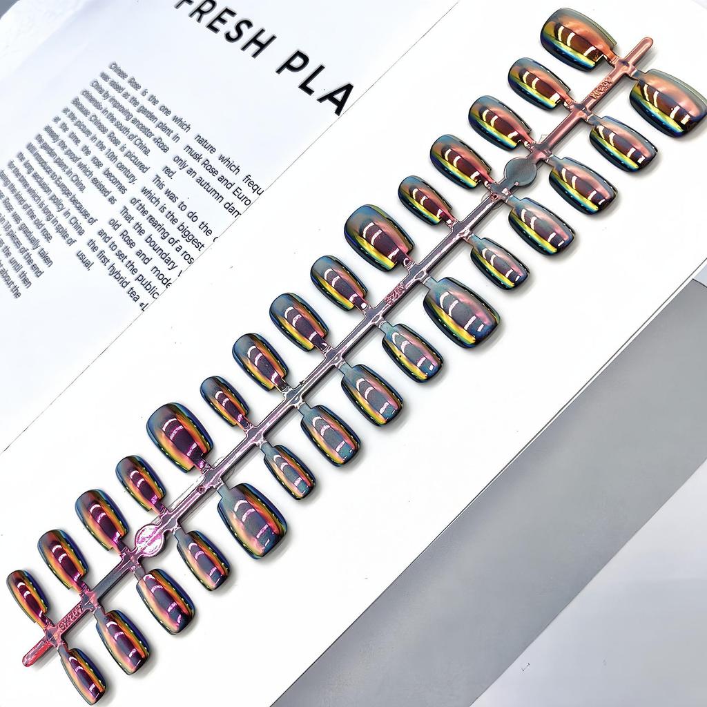 Aurora Cat-Eye Gradient Blush Electroplated Nail Tips