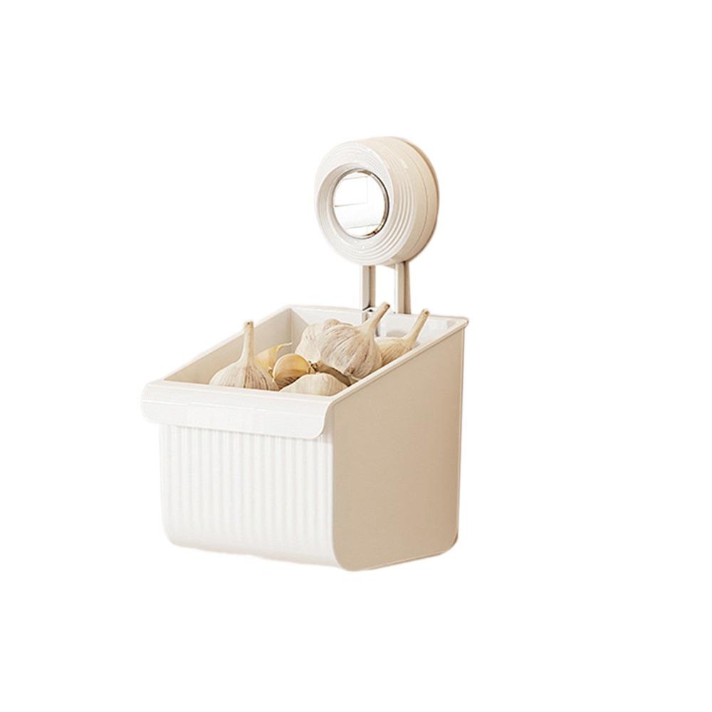 

Wall Mounted Suction Cup Storage Basket Punch-free Bathroom Storage Rack Kitchen White-S