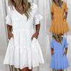 Wish Three-color Five-size Collar Solid-color Pocket Dress