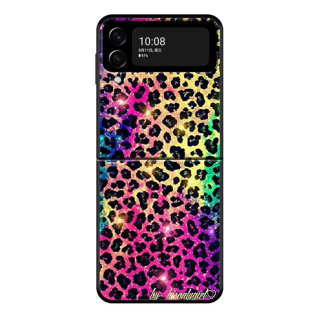 Fashion Leopard Print Panther Black Pc For Samsung Galaxy Zflip3 Z Flip3 5g Zflip Flip Smartphone Case