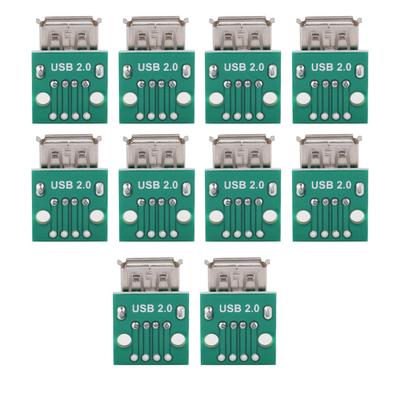 10 Piezas Conector Adaptador Breakout Board USB Tipo A Hembra Zócalo Paso 2.54mm DIP